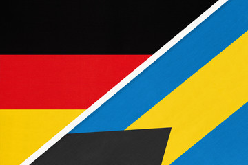 Germany vs The Bahamas, symbol of two national flags. Relationship between european and american countries.