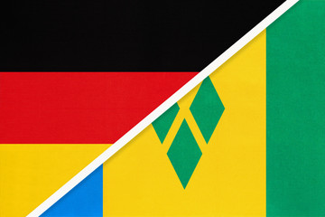 Germany vs Saint Vincent and the Grenadines, symbol of two national flags. Relationship between countries.