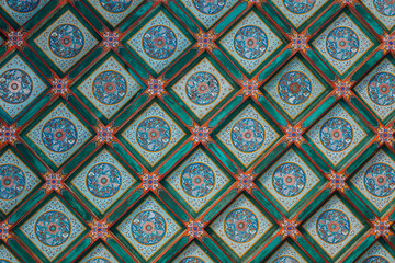 Chinese, national ornament on the ceiling of the building