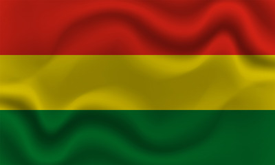 Obraz premium national flag of Bolivia on wavy cotton fabric. Realistic vector illustration.