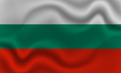 national flag of Bulgaria on wavy cotton fabric. Realistic vector illustration.