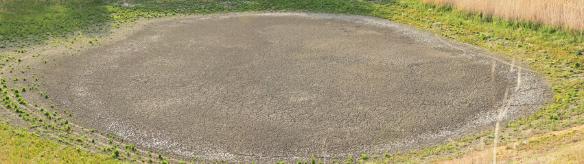 Dry And Hot Cracked Lake Soil in Spring