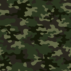 Naklejka premium Green military camouflage seamless vector textile background. Army texture.