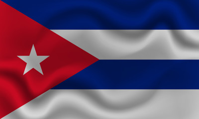 national flag of Cuba on wavy cotton fabric. Realistic vector illustration.