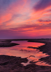 Reflet coucher de soleil marée basse cote atlantique Cap Ferret