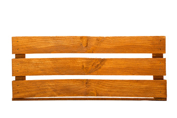 Empty wooden crate box isolated on white background.