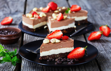 Gluten-free chocolate tart of two chocolate layers