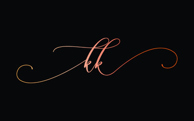 kk or k Lowercase Cursive Letter Initial Logo Design, Vector Template