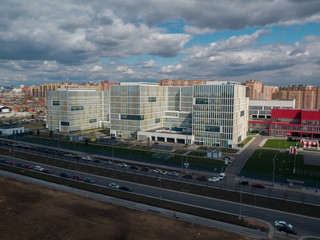 New buildings under construction at the Novomoskovsky multipurpose medical centre for patients with suspected COVID-19 coronavirus infection, in Kommunarka, Moscow, Russia on 28 April 2020