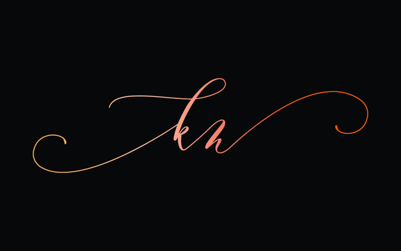 kn or k, n Lowercase Cursive Letter Initial Logo Design, Vector Template