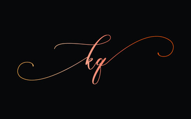kq or k, q Lowercase Cursive Letter Initial Logo Design, Vector Template