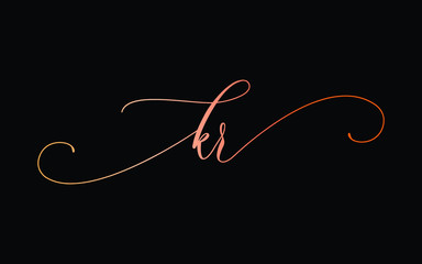 kr or k, r Lowercase Cursive Letter Initial Logo Design, Vector Template