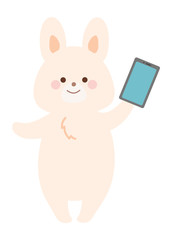スマホを持つうさぎ