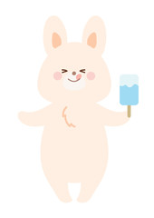 アイスを食べるうさぎ