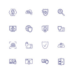 Protection line icon set. Data safety, shield and money, safe. Business concept. Can be used for topics like finance, insurance, safety