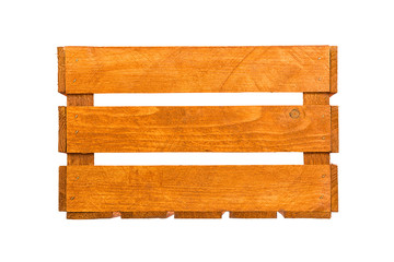 Empty wooden crate box isolated on white background.