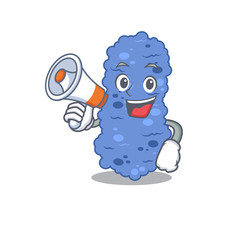 Cartoon character of burkholderia bacteria having a megaphone