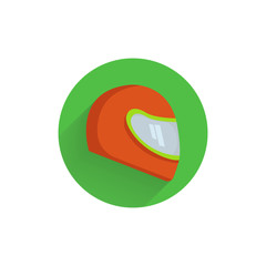 racing helmet colorful flat icon with shadow. sport helmet flat icon