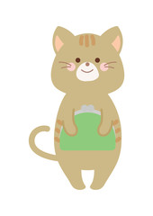 がま口財布を持つ猫