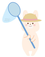 虫取りをするうさぎ