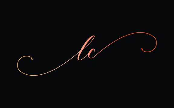 Lc Or L, C Lowercase Cursive Letter Initial Logo Design, Vector Template