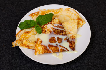 Pancake with condensed milk