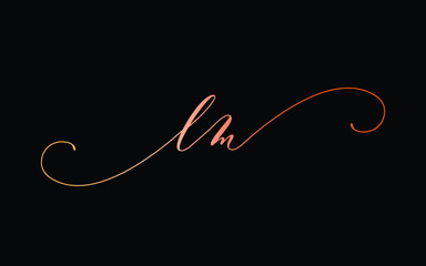 lm or l, m Lowercase Cursive Letter Initial Logo Design, Vector Template