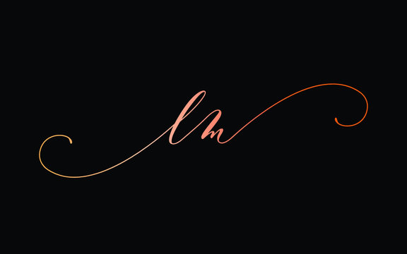 lm or l, m Lowercase Cursive Letter Initial Logo Design, Vector Template