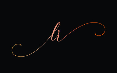 lr or l, r Lowercase Cursive Letter Initial Logo Design, Vector Template