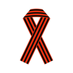 St. George's ribbon loop isolated on white background. Black and orange ribbon 