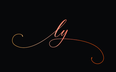 ly or l, y Lowercase Cursive Letter Initial Logo Design, Vector Template
