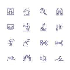 Financial losses line icon set. Robbery, economic bubble, credit card cutting. Finance concept. Can be used for topics like crime, fraud, bankruptcy