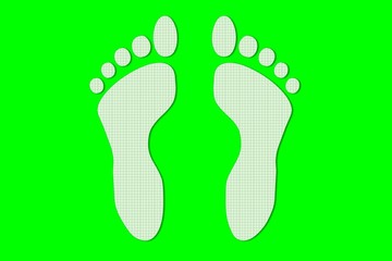 Foot feet on a green background.