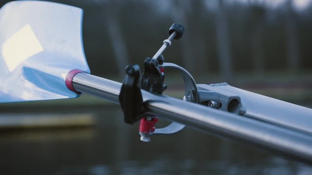 Tightening Oarlock of Rowing boat, closeup