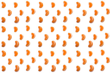 the pattern of the Mandarin slices on a white background