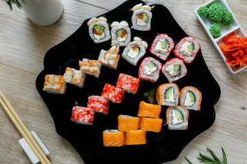set of different sushi roll