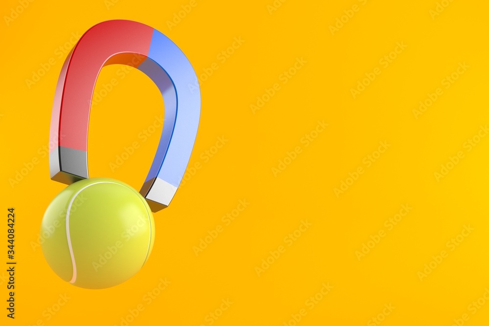 Poster Tennis ball with horseshoe magnet