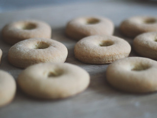 Homemade biscuits indoor activity during lockdown, quarantine year.
