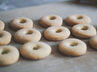 Homemade biscuits indoor activity during lockdown, quarantine year.