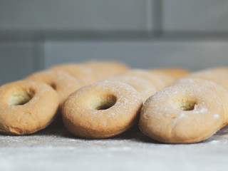Homemade biscuits indoor activity during lockdown, quarantine year.
