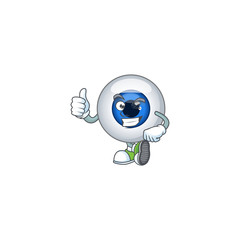 Mascot design style of human eye ball showing Thumbs up finger