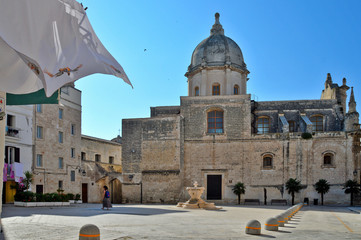 A small square in the old town of Monopoli, Italy