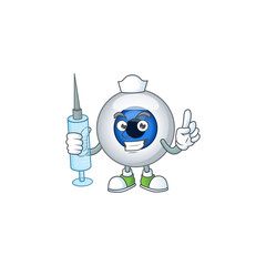 Friendly Nurse human eye ball mascot design style using syringe