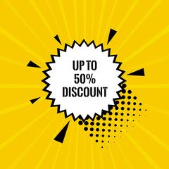 Sale banner, sticker up to 50 percent off. modern design template, Sale banner, sale sticker template design.