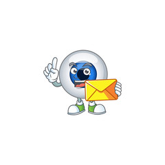 Cute face human eye ball mascot design bring brown envelope
