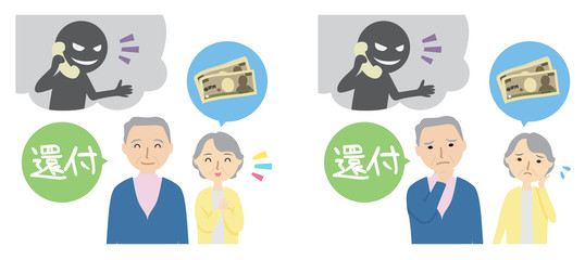 還付金詐欺に遭う高齢夫婦
