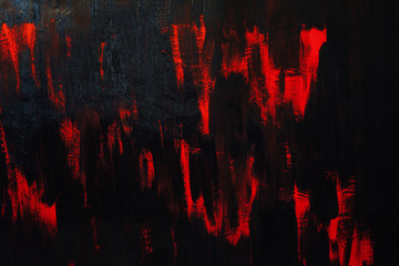 Brush painted black red wall background structure