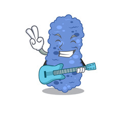 Fototapeta premium Talented musician of burkholderia bacteria cartoon design playing a guitar