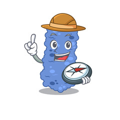 mascot design concept of burkholderia bacteria explorer with a compass