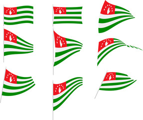 Vector Illustration of Set with Abkhazia Flag